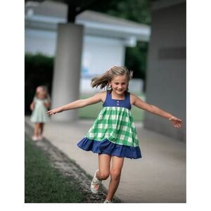 Omi Jo Well Dressed Wolf AH Tunic Blooms Set Picnic blue and green 9m